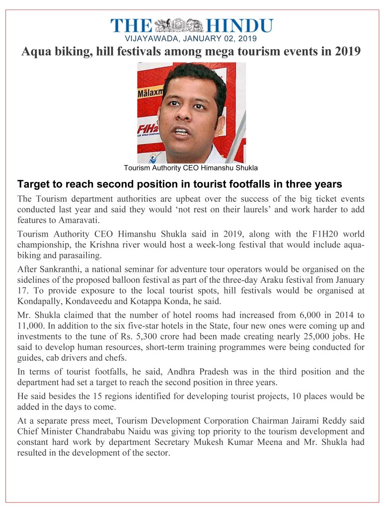 Aqua Biking & Hill Tourism The Hindu 02-Jan-2019.jpg